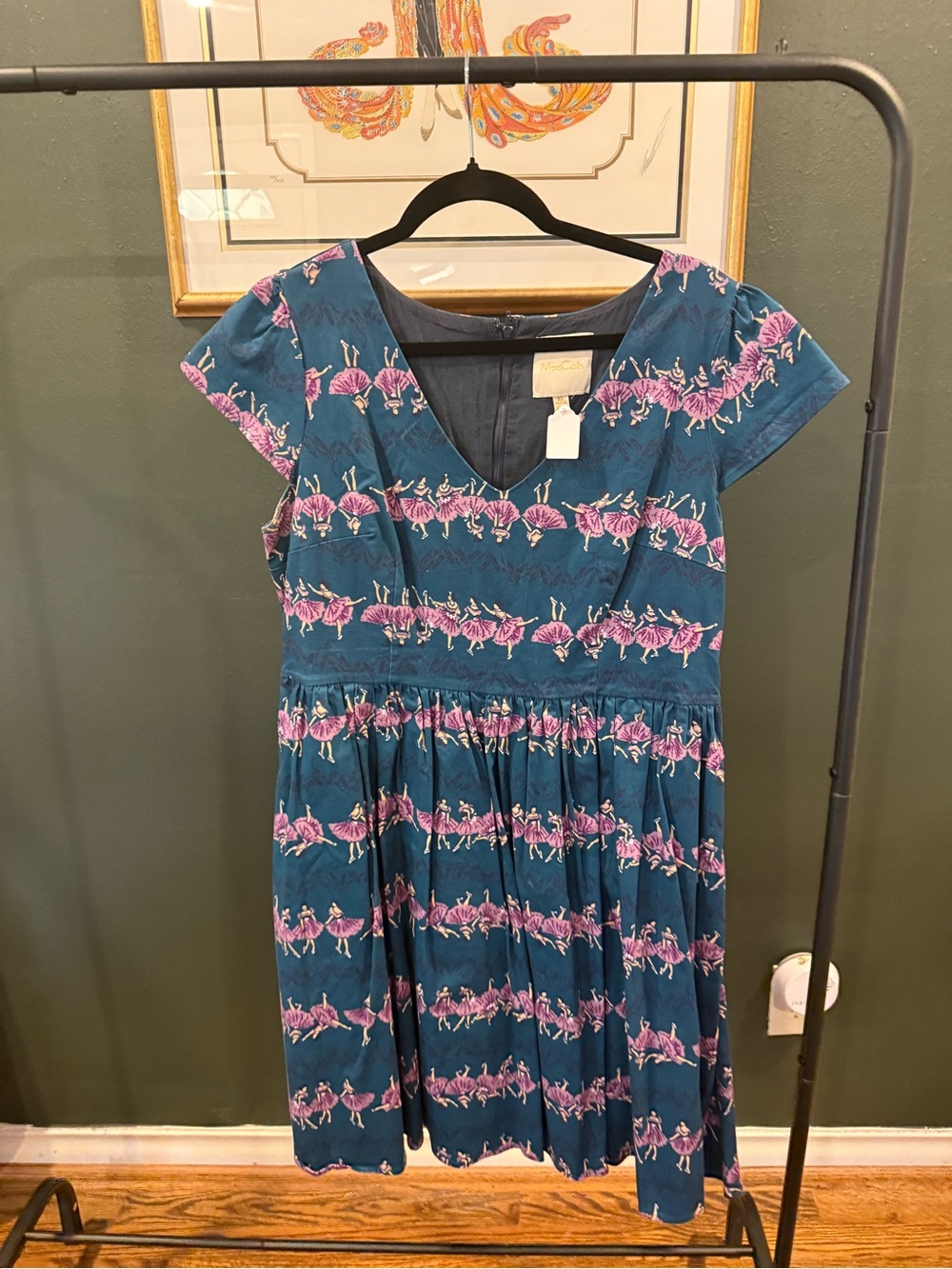 Modcloth Teal Dress with Ballerina Print